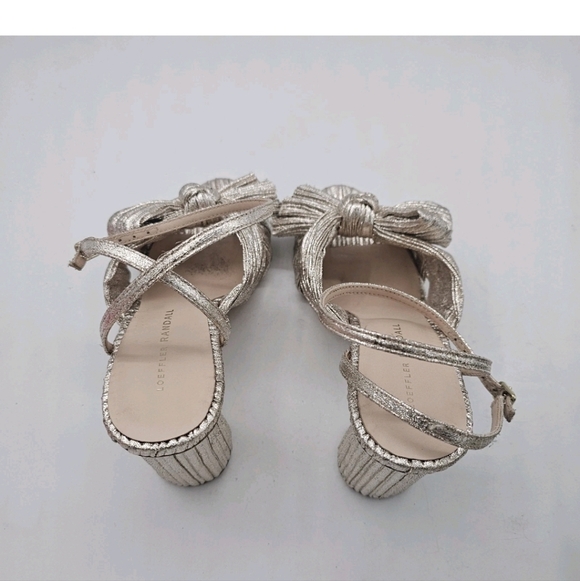 Loeffler Randall Camellia Bow-Embellished Lamé Sandals - Picture 13 of 16